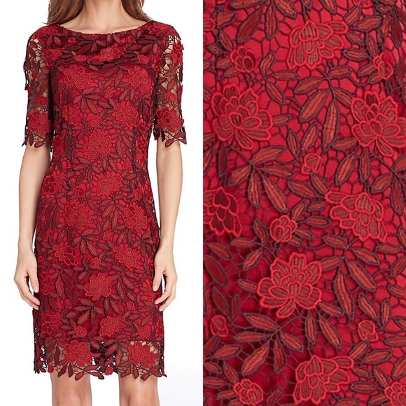 Tahari Dresses & Skirts - Tahari ASL Sz 12 Embroidered Lace Sheath Dress EUC